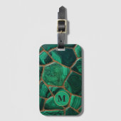 Luxury Emerald Malachite Green Marble Abstract Bagagelabel (Voorkant (verticaal))
