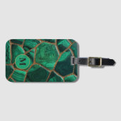 Luxury Emerald Malachite Green Marble Abstract Bagagelabel (Voorkant (horizontaal))