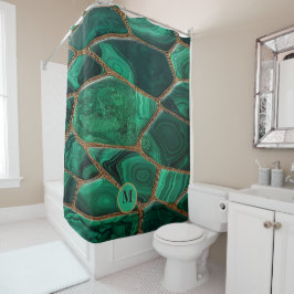 Luxury Emerald Malachite Green Marble Abstract Douchegordijn