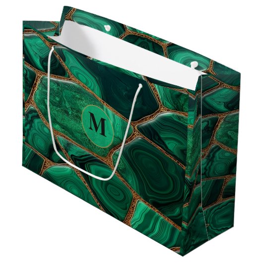 Luxury Emerald Malachite Green Marble Abstract Groot Cadeauzakje (Voorkant Gekanteld)