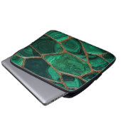 Luxury Emerald Malachite Green Marble Abstract Laptop Sleeve (Voorkant onderkant)