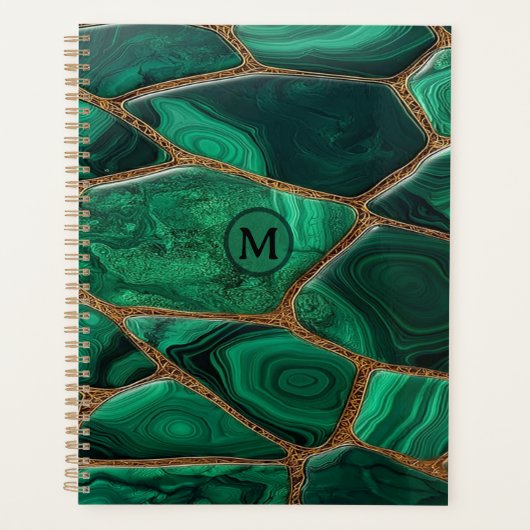 Luxury Emerald Malachite Green Marble Abstract Planner (Voorkant)