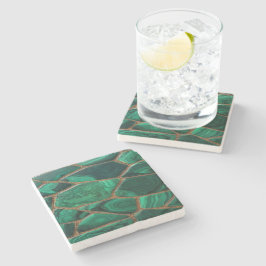 Luxury Emerald Malachite Green Marble Abstract Stenen Onderzetter