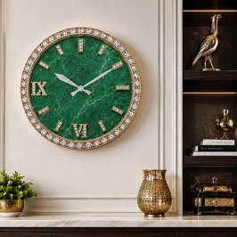 Luxury Emerald Marble Diamond Grote Klok
