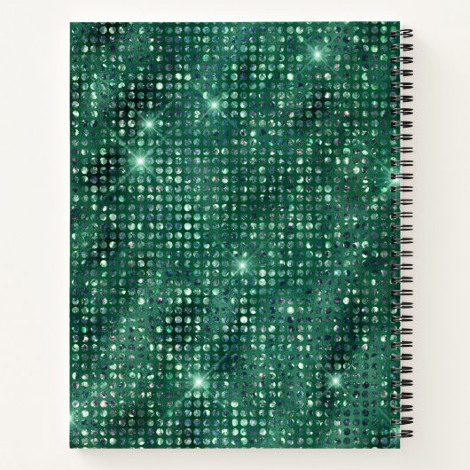 Luxury Emerald Shimmering Sequins - Aangepaste naa Notitieboek (Achterkant)