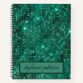 Luxury Emerald Shimmering Sequins - Aangepaste naa Notitieboek (Voorkant)