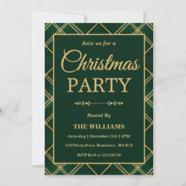 Luxury Emerald Tartan Plaid Christmas Party Kaart