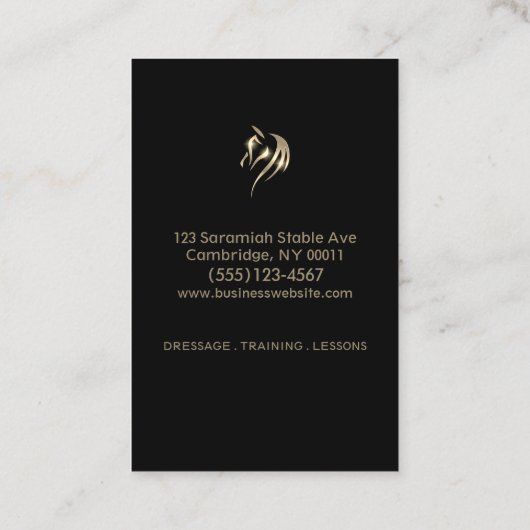 Luxury Equestrian Horse Training Black Visitekaartje (Achterkant)