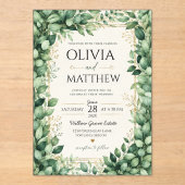 Luxury Eucalyptus Greenery Gold Botanical Frame Acryl Uitnodigingen (Voorkant)