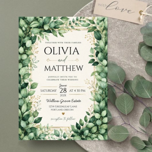Luxury Eucalyptus Greenery Gold Botanical Frame Acryl Uitnodigingen