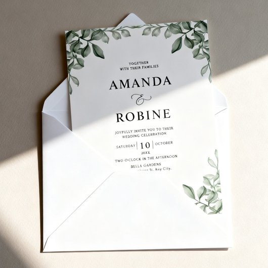 Luxury Eucalyptus Greenery Wedding Invitation Kaart