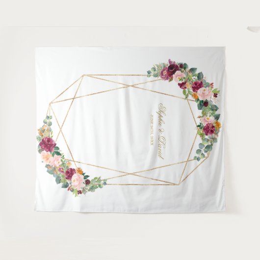 Luxury Eucalyptus Saffron Floral Gold Wedding Prop Wandkleed (Voorkant (horizontaal))