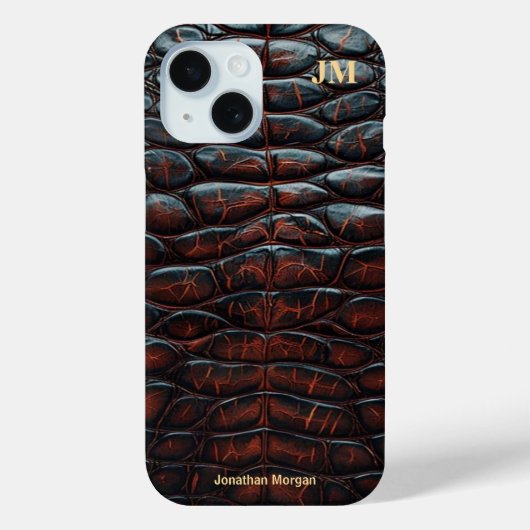 Luxury Executive Monogram Premium Leather Case-Mate iPhone Case (Achterkant)