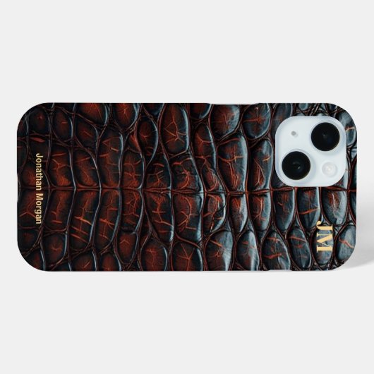 Luxury Executive Monogram Premium Leather Case-Mate iPhone Case (Achterkant (horizontaal))