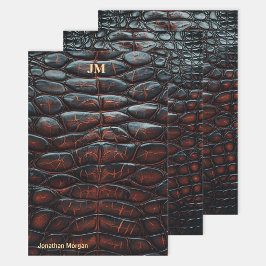 Luxury Executive Monogram Premium Leather  Inpakpapier Vel