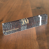Luxury Executive Monogram Premium Leather Naambordje (Zijkant)