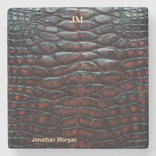 Luxury Executive Monogram Premium Leather Stenen Onderzetter (Voorkant)