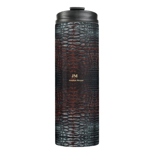 Luxury Executive Monogram Premium Leather Thermosbeker (Voorkant)