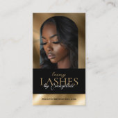 Luxury Eye Lashes Extensions Arch Photo Black Gold Visitekaartje (Voorkant)