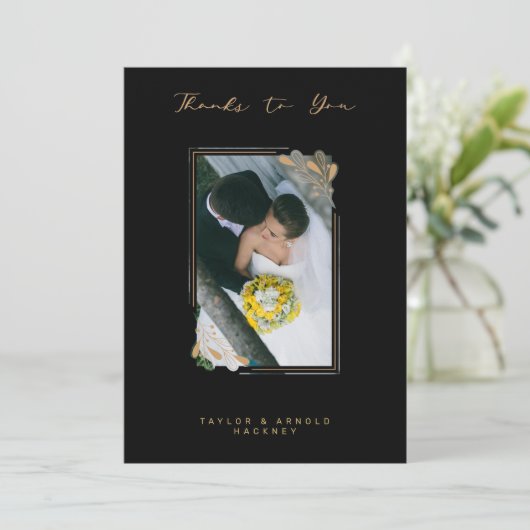 Luxury Fake Golden Branches Fancy kalligrafie Bedankkaart (Staand voorkant)