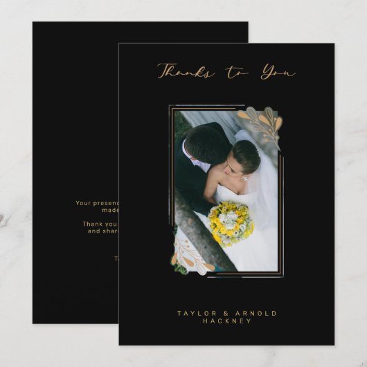 Luxury Fake Golden Branches Fancy kalligrafie Bedankkaart (Voorkant / Achterkant)