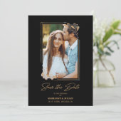 Luxury Fake Golden Branches Fancy kalligrafie Save The Date (Staand voorkant)