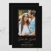 Luxury Fake Golden Branches Fancy kalligrafie Save The Date (Voorkant / Achterkant)