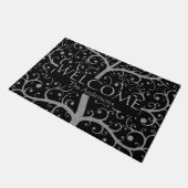 Luxury Family Tree Name Black Silver Personated Deurmat (Schuin)