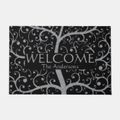 Luxury Family Tree Name Black Silver Personated Deurmat (Voorkant)