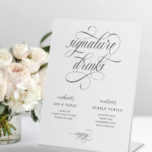 Luxury Fancy Wedding Signature Drinken Reclamebord Met Voetstuk