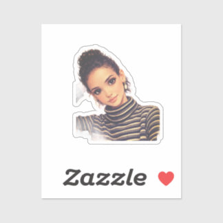 Luxury Fashion Doll – Elegant Porcelain Style Sticker