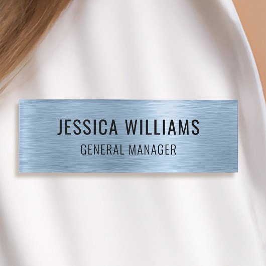 Luxury Faux Brushed Blue Steel Professional Modern Naambadge