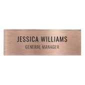 Luxury Faux Brushed Rose Gold Professional Modern Naambadge (Voorkant)