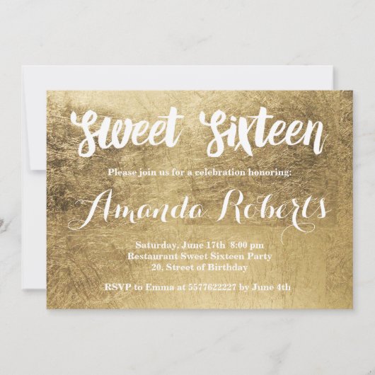 Luxury faux gold leaf Sweet 16 Kaart (Voorkant)