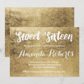 Luxury faux gold leaf Sweet 16 Kaart (Voorkant / Achterkant)