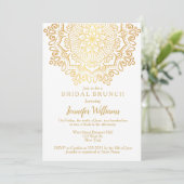 Luxury Faux Gold Mandala White Bridal Brunch Kaart (Staand voorkant)