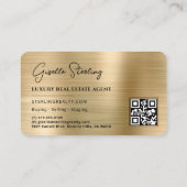 Luxury Faux Gold Metallic Realtor Photo QR Code Visitekaartje (Achterkant)