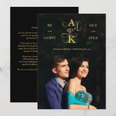 Luxury Faux Golden Fancy Calligraphy Photo Save The Date (Voorkant / Achterkant)