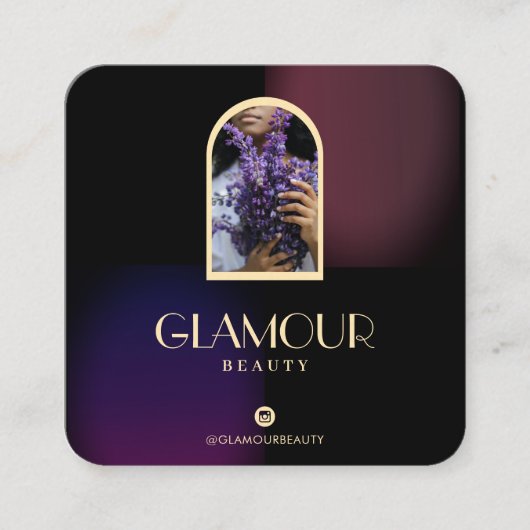 Luxury Faux gradiënt Violet en Bourgogne 2 foto's Vierkante Visitekaartje (Voorkant)