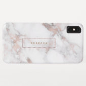 Luxury Faux Marble Roos-Gold Accents Monogram Case-Mate iPhone Case (Achterkant (horizontaal))