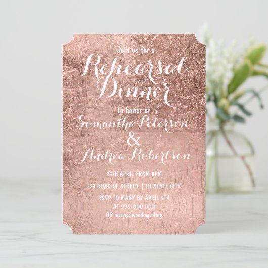 Luxury faux roos gold leaf reheardiner kaart (Staand voorkant)