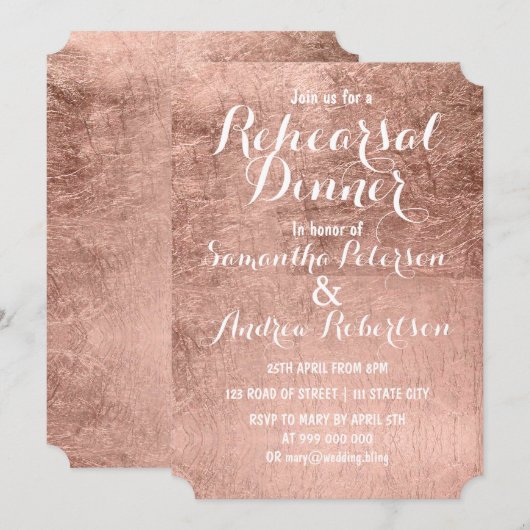 Luxury faux roos gold leaf reheardiner kaart (Voorkant / Achterkant)