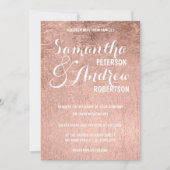 Luxury faux roos gold leaf Wedding Kaart (Voorkant)