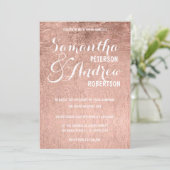 Luxury faux roos gold leaf Wedding Kaart (Staand voorkant)