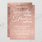 Luxury faux roos gold leaf Wedding Kaart (Voorkant / Achterkant)