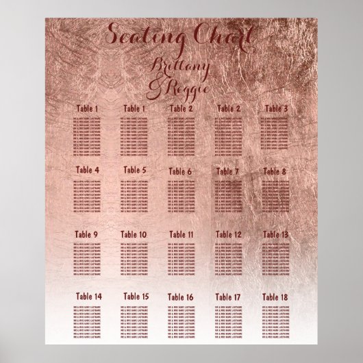 Luxury faux roos goudblad tafelblad 18 poster (Voorkant)