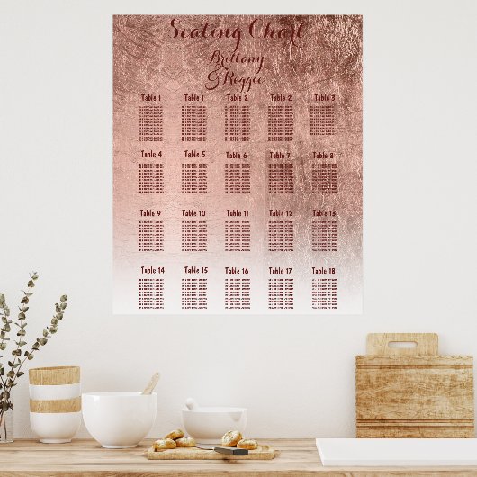 Luxury faux roos goudblad tafelblad 18 poster (Keuken)