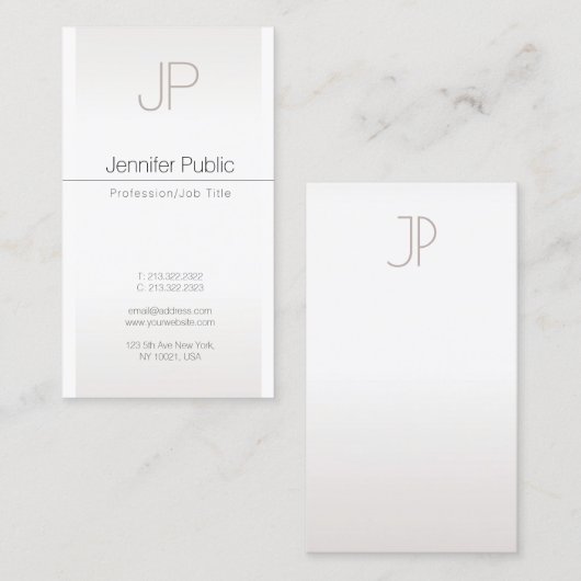 Luxury Faux Silver Trendy Creative Monogram Plain Visitekaartje (Voorkant / Achterkant)