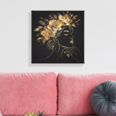 Luxury Feminine Face with Golden Floral Crown Canvas Afdruk (Insitu (Woonkamer))