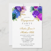 Luxury Fiesta Peacock Glitter Engagement Party Kaart (Voorkant)